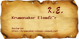 Krumenaker Elemér névjegykártya